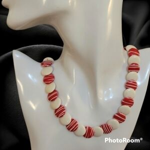 VTG 1980s Acrylic Disc Button Beaded Cherry Doll Candy Necklace